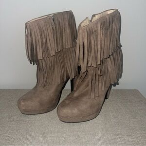 BUCCO SUEDE FRINGE PLATFORM BOOTS